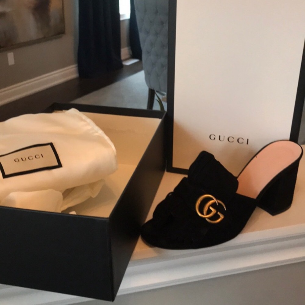 Gucci Marmont suede fringe slides - Picture 2 of 5